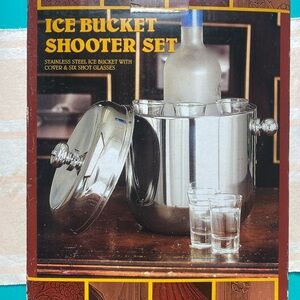 Ice Bucket Shooter Set - Stainless Steel with Six Shot Glasses